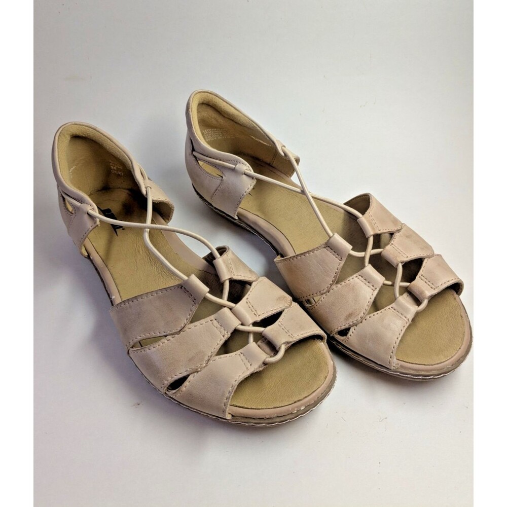 Earth Aloha Women's Sz 9 Blush Cream Leather Comfort Slingback Open Toe Sandals